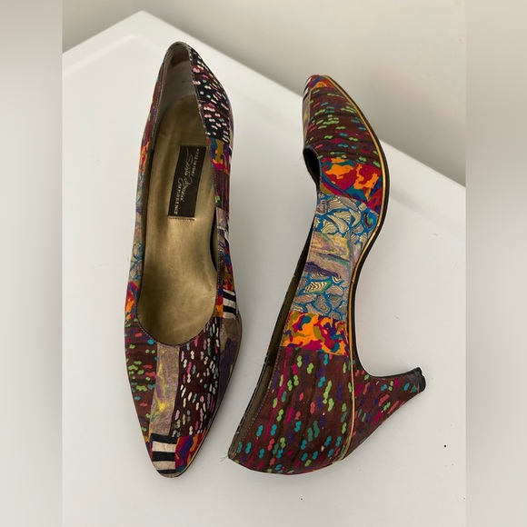 Sesto Meucci Shoes - Sesto Meucci Artsy Silk Heels Brown Green Multi Size 8 N Narrow